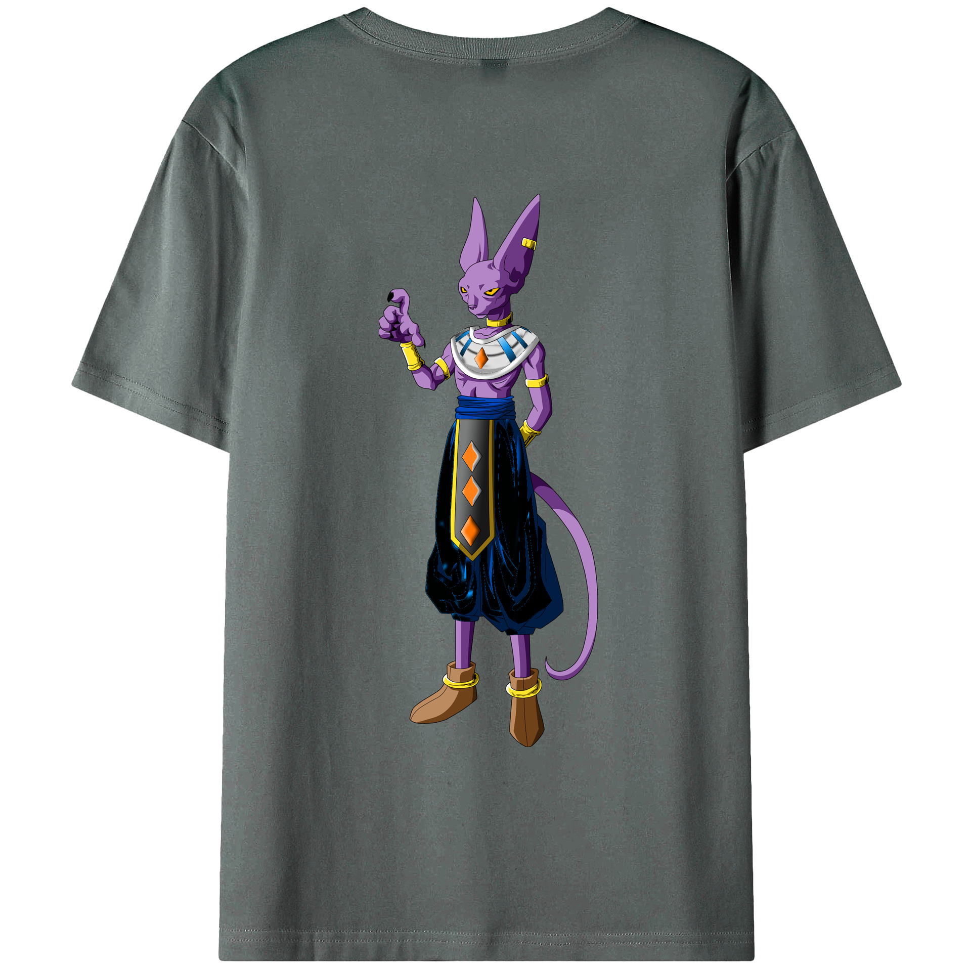 （画像用） ドラゴンボール ビルス 破壊神ビルス DRAGON BALL Beerus Birusu 綿100％ メンズ半袖Tシャツ（バックプリント） 通気性